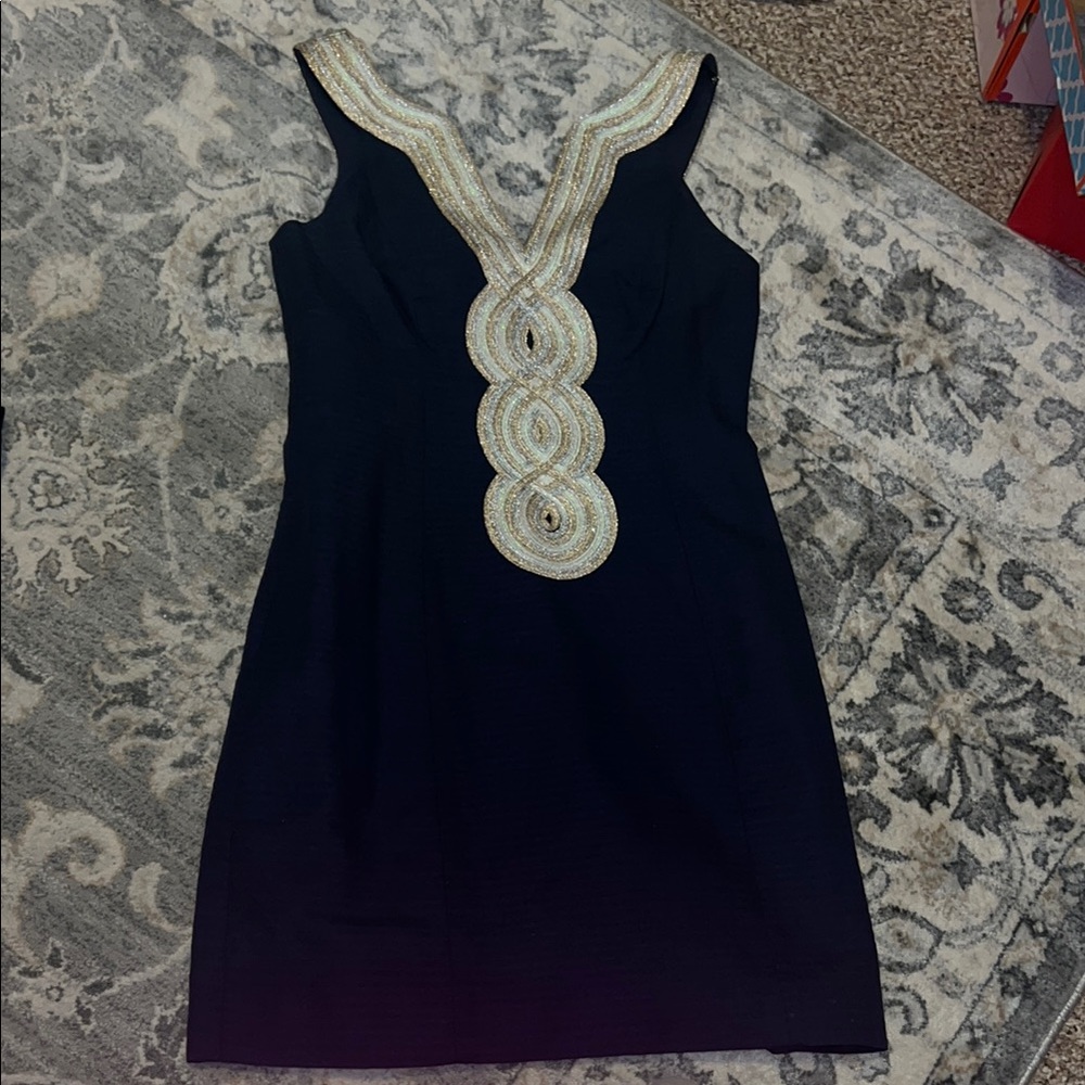 Lilly Pulitzer Elegant Black Dress with Gold Accents